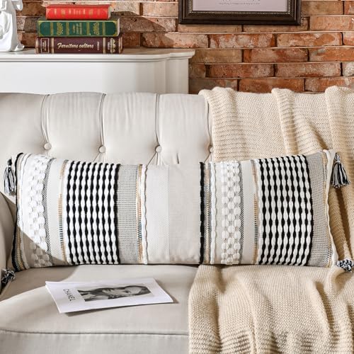 AmHoo Chenille Striped Textured Boho Throw Pillow Covers Aesthetic by AmHootextile