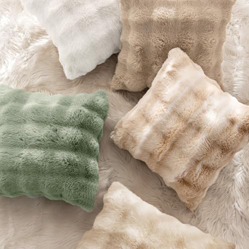 MIULEE Pack of 2 Faux Fur Fluffy Pillow Covers 18x18 Inch - Image 4