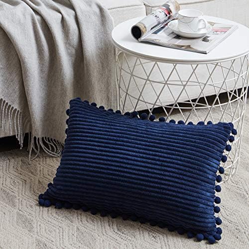 Fancy Homi 2 Pack Navy Blue Lumbar Decorative Throw Pillow Covers 14x24 Inch - Image 2