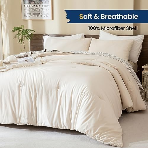 Paxrac Beige Super King Comforter Set 120x120In, 3 Pieces Oversized King - Image 2