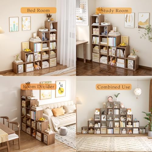 OSCHF Ladder Cube Storage Bookcase, 15-Cube Corner Shelf - Image 4