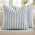 decorUhome Fall Faux Fur Throw Pillow Covers 18x18 Set of 2 Light Grey by decorUhome