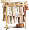 Double Rod Clothing Rack on Wheels, Holds 150 Garments by Bbteroiu