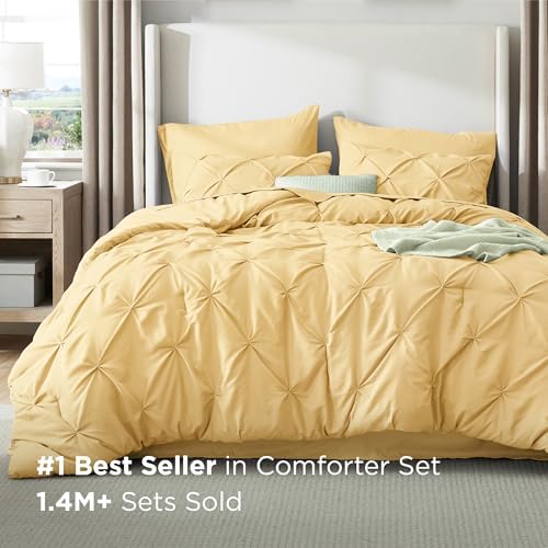 Bedsure Twin Comforter Set & Sheet Set, 5-Piece Yellow Bedding Set - Image 2