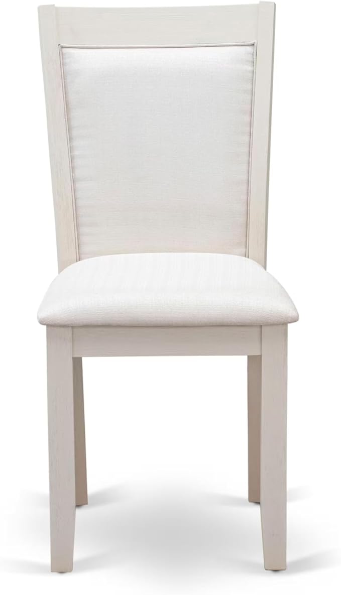East West Furniture V027MZ001-6 6 Piece Dining Set Contains a Rectangle Dining Room Table with V-Legs and 4 Cream Linen Fabric Upholstered Chairs with a Bench, 40x72 Inch, Multi-Color