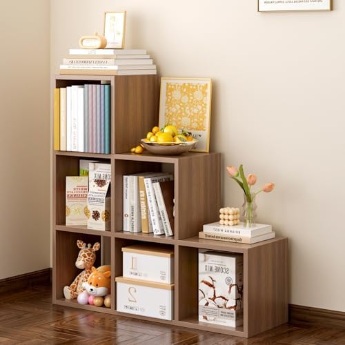 OSCHF Ladder Cube Storage Bookcase, 6-Cube Corner Shelf by OSCHF