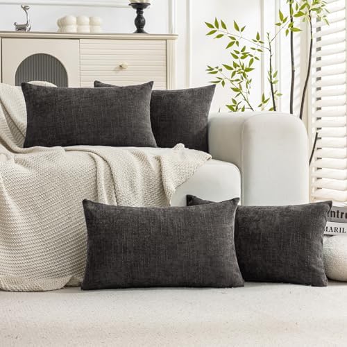 Set of 4 Soft Textured Decorative Throw Pillow Covers 12X20 Inch Cozy Farmhouse by Cozoomy