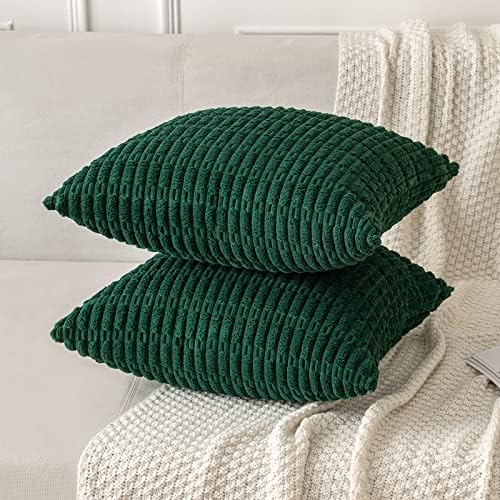 MIULEE Christmas Corduroy Decorative Pillow Covers 20x20 Dark Green - Image 3