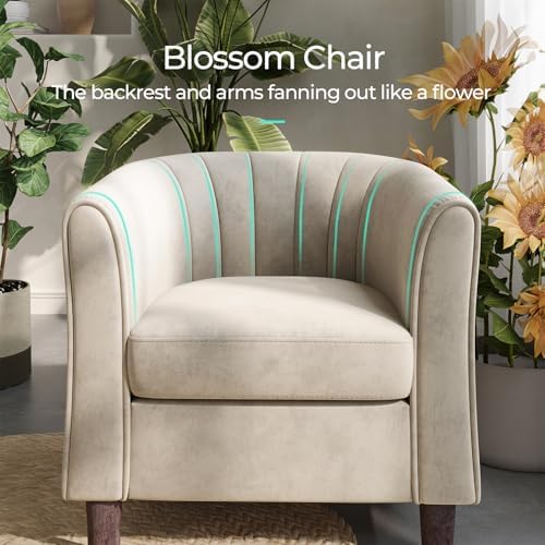 LINSY Accent Chair with Ottoman, Modern Barrel Chair Small Armchair Reading - Image 4
