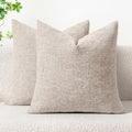 MIULEE Soft Chenille Throw Pillow Covers Light Brown 16x16 Inch Pack of 2 by MIULEE