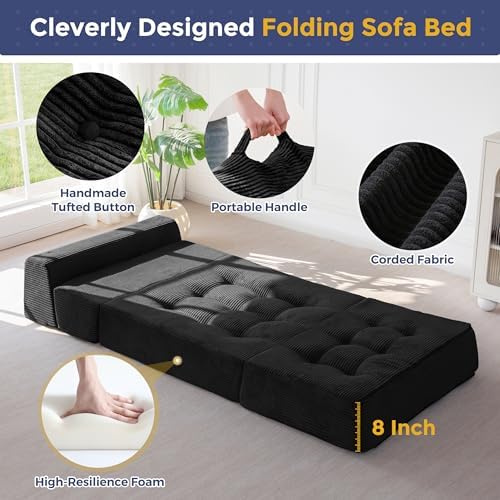 MAXYOYO Folding Sofa Bed, 8-Inch Fold-Out Chair Bed - Image 4