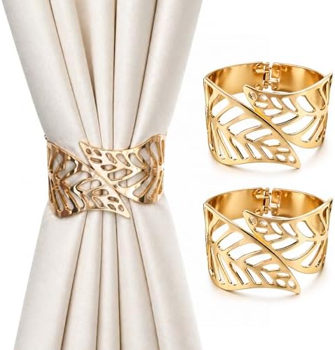 Curtain Tiebacks Curtain Holdbacks Aluminum Alloy Spring Design Gold Leaf by LMMllp