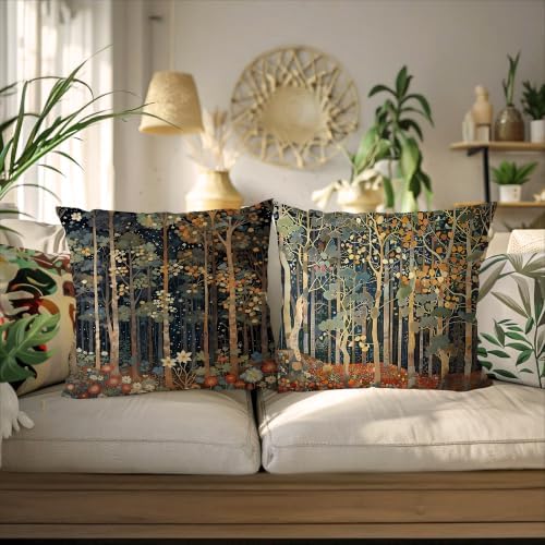 Rustic William Morris Style Fall Forest Pillow Covers 22x22 Set of 2 - Image 4