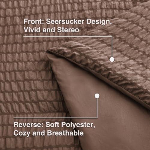 Love’s cabin Seersucker Brown Twin Comforter Set, 5-Piece Bed in a Bag - Image 5
