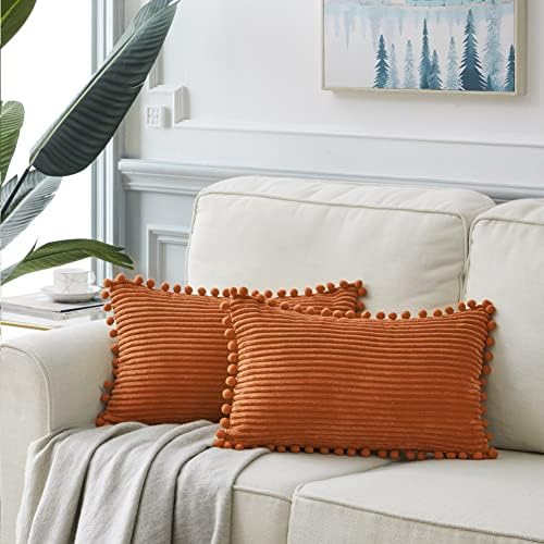 Fancy Homi 2 Pack Rust Lumbar Decorative Throw Pillow Covers 14x24 Inch - Image 6