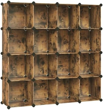 SONGMICS 16 Cube Storage Organizer，Plastic stackable cube shelf by VASAGLEbySONGMICSHOME