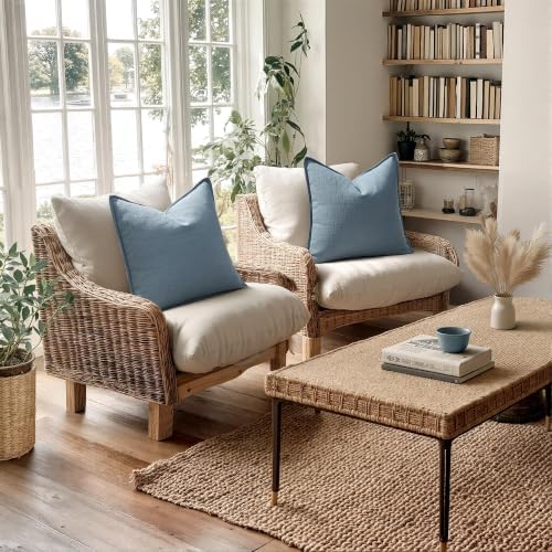 MIULEE Thick Textured Decorative Throw Pillow Covers 18x18 Inch Blue - Image 6