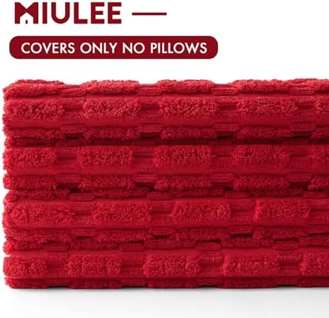 MIULEE Pack of 4 Christmas Corduroy Throw Pillow Covers 18x18 Inch Red - Image 6