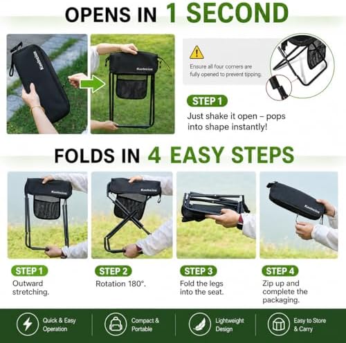 Foldable Backpack Stool for Adults: 16" Extra Tall Portable Collapsible Stool - Image 5
