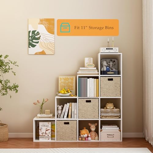 OSCHF Ladder Cube Storage Bookcase, 10-Cube Corner Shelf - Image 6
