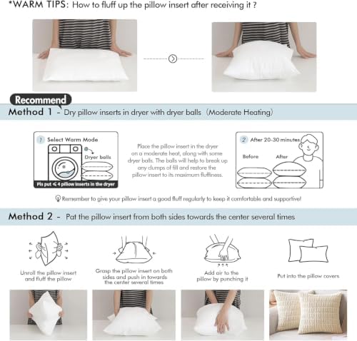 MIULEE Pillow Insert 17x17 Inch Decorative Square Throw Pillow Inserts - Image 6