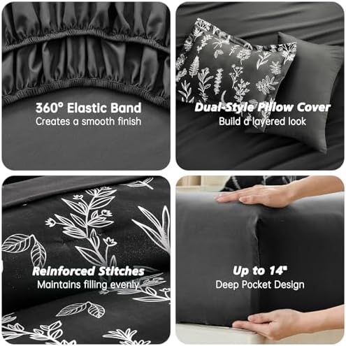MUXHOMO Twin XL Comforter Set, 7-Piece Floral Bed in a Bag - Image 5