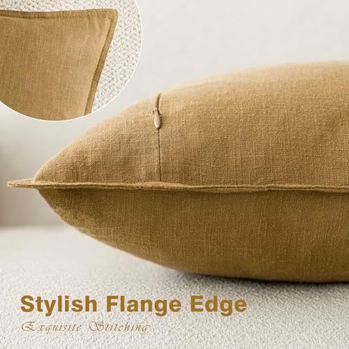 Foindtower Linen Solid Decorative Throw Pillow Covers 26x26 Honey Mustard - Image 3