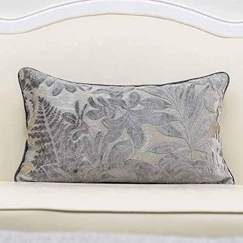 Alerfa 12 x 20 Inch Gray Silver Rectangle Maple Leaf Pillow Embroidery Cut by Alerfa