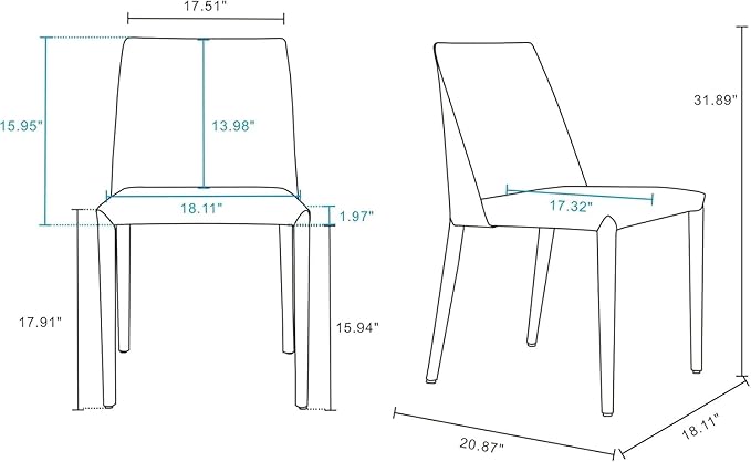 Manhattan Comfort Paris Modern Saddle Leather Dining Chairs, Metal Frame, Comfortable Padded Seat, Fully Assembled Armchair Accent Furniture, Set of 6, Grey