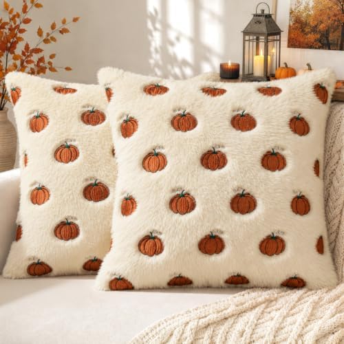 MIULEE Fall Pillow Covers 18x18 Dark Rust Pumpkin Fall Decor by MIULEE