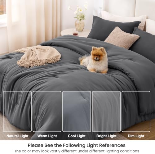 Love's cabin Dark Grey Full Comforter Set, 3-Piece Prewashed Bed Set - Image 6