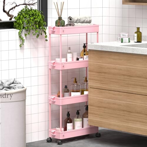 SPACEKEEPER Slim Rolling Storage Cart, 4 Tier Bathroom Cart Organizer - Image 5