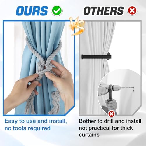 Apipi 4 Pcs Hand Woven Curtain Tiebacks - Image 3