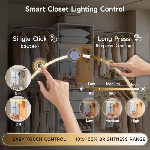 W4 Closet System with Stepless Dimmable LED Light & Glass Mirror - Image 4
