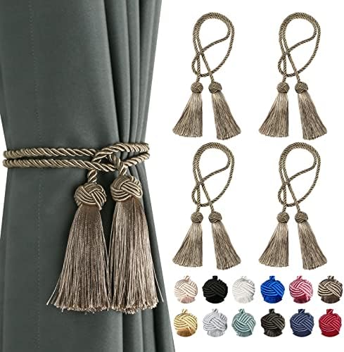 BEL AVENIR 4 Pack Handmade Rope Tassel Curtain Tiebacks by BELAVENIR