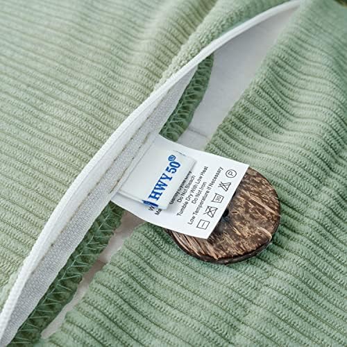 HWY 50 Sage Green Chenille Throw Pillow Covers 20x20 Inch Buttons Pack of 2 - Image 2