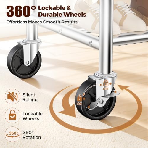 Clothes Rack Heavy Duty, 550 LBS Rolling Clothing Rack - Image 4