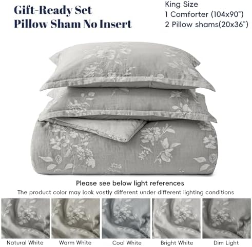 PHF Cotton Jacquard Comforter Set King, Soft Breathable - Image 6