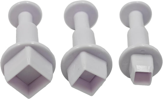 pson 3Pcs Plunger Cookie Cutter Set, Mini Plastic Biscuit Molds for Cake Decorating, Baking, Fondant, and DIY Crafts(Square)