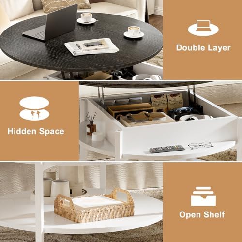 FABATO Small Round Lift Top Coffee Table - Image 6