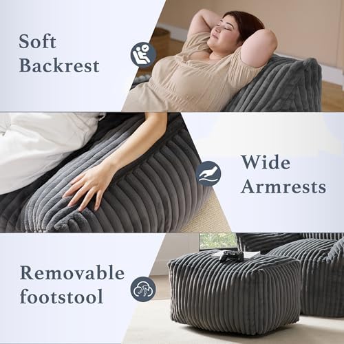 Gericco Oversized Bean Bag Chaise Lounge Chair - Image 4