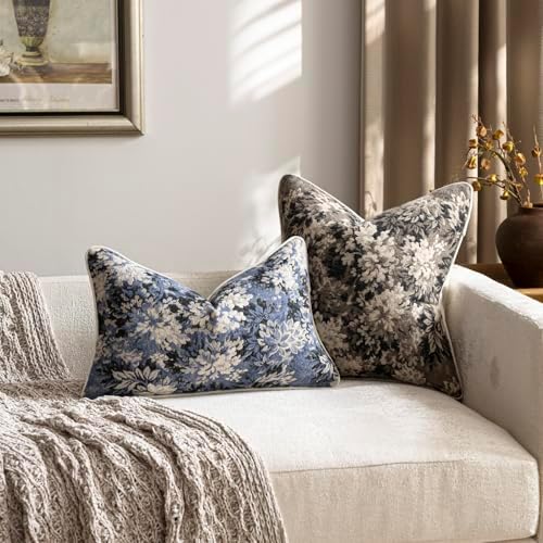DEZENE Pack of 2 Vintage Floral Euro Sham Covers 26x26 Boho Farmhouse Accents - Image 6