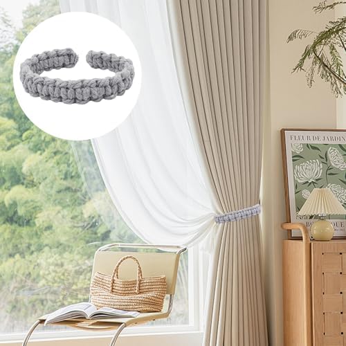 4 Pack Braided Linen Curtain Tiebacks, Boho Elegant Farmhouse Rustic Flexible - Image 6