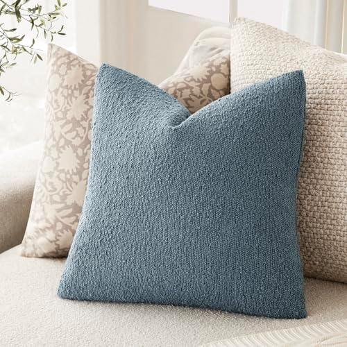Foindtower Decorative Textured Boucle Throw Pillow Covers 18x18 Misty Blue - Image 5