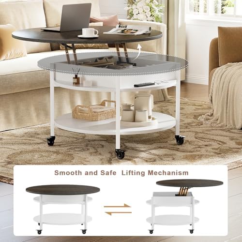 FABATO Small Round Lift Top Coffee Table - Image 4