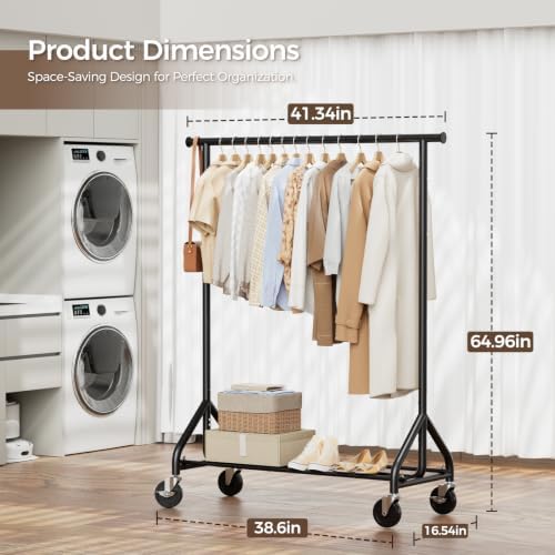 HYSEYY Clothes Rack, Rolling Heavy Duty Clothing Rack Load 380 LBS - Image 3