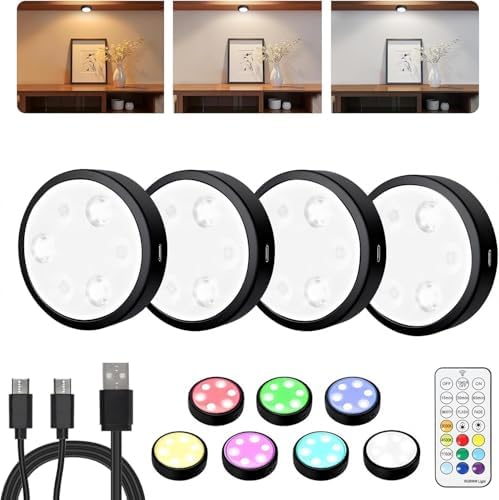 HOLKPOILOT Puck Lights with Remote, 2000mAh Battery Operated Rechargeable Under by HOLKPOILOT