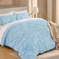 Andency California King Pinch Pleat Light Blue 3 Piece Comforter Set by Andency