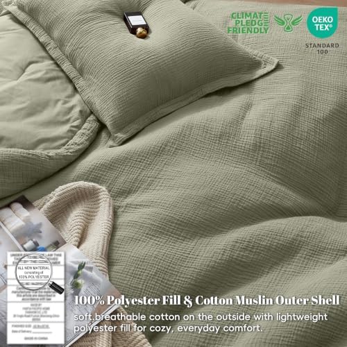 PHF Muslin Comforter Set Twin Size, Cotton Shell - Image 3