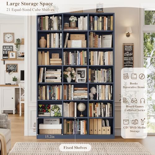 HOSTACK 86" H Triple Wide Bookshelf and Bookcase, 7 Tier Tall Bookshelf - Image 6